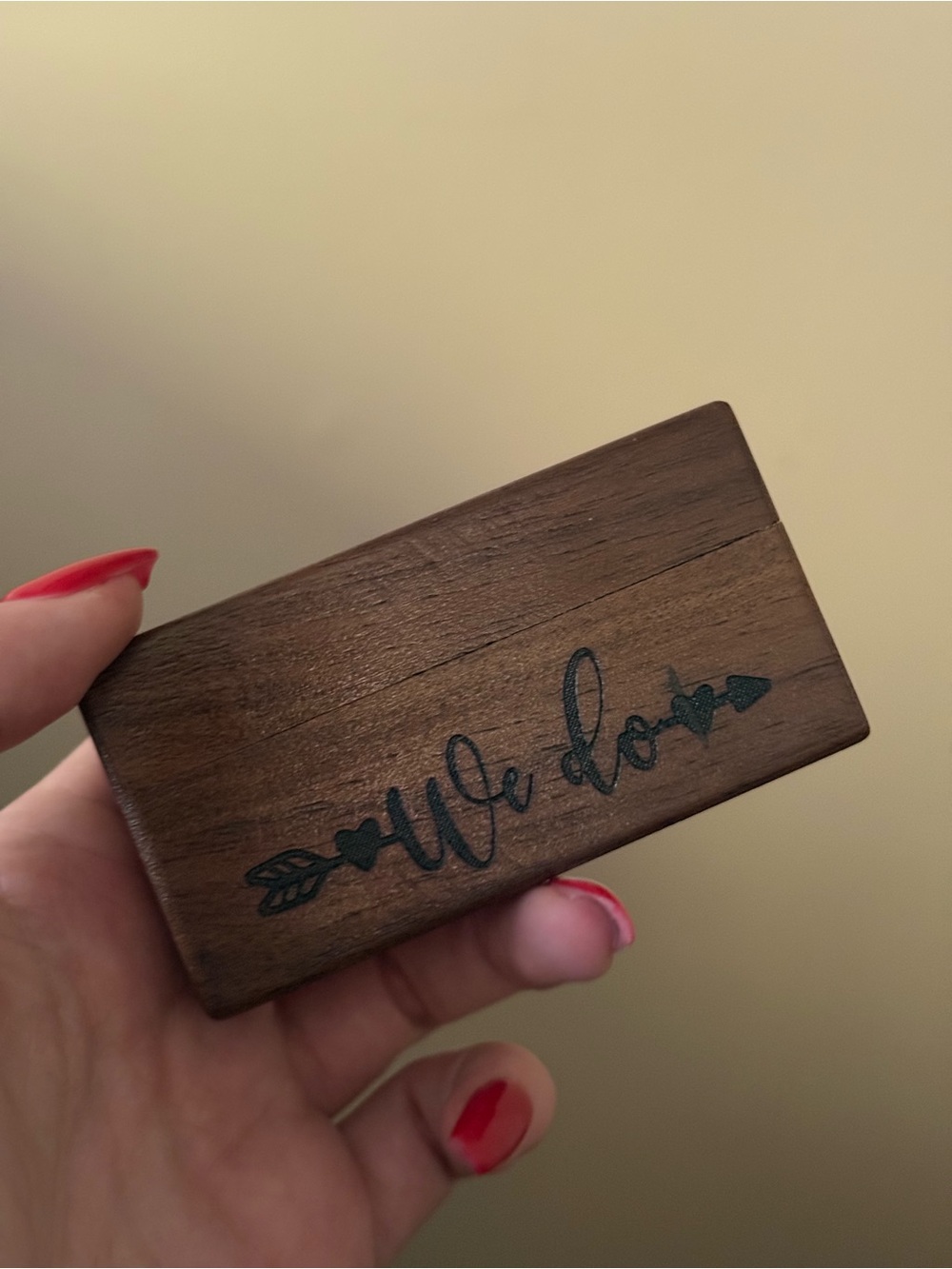 Wooden 'We Do' Ring Box